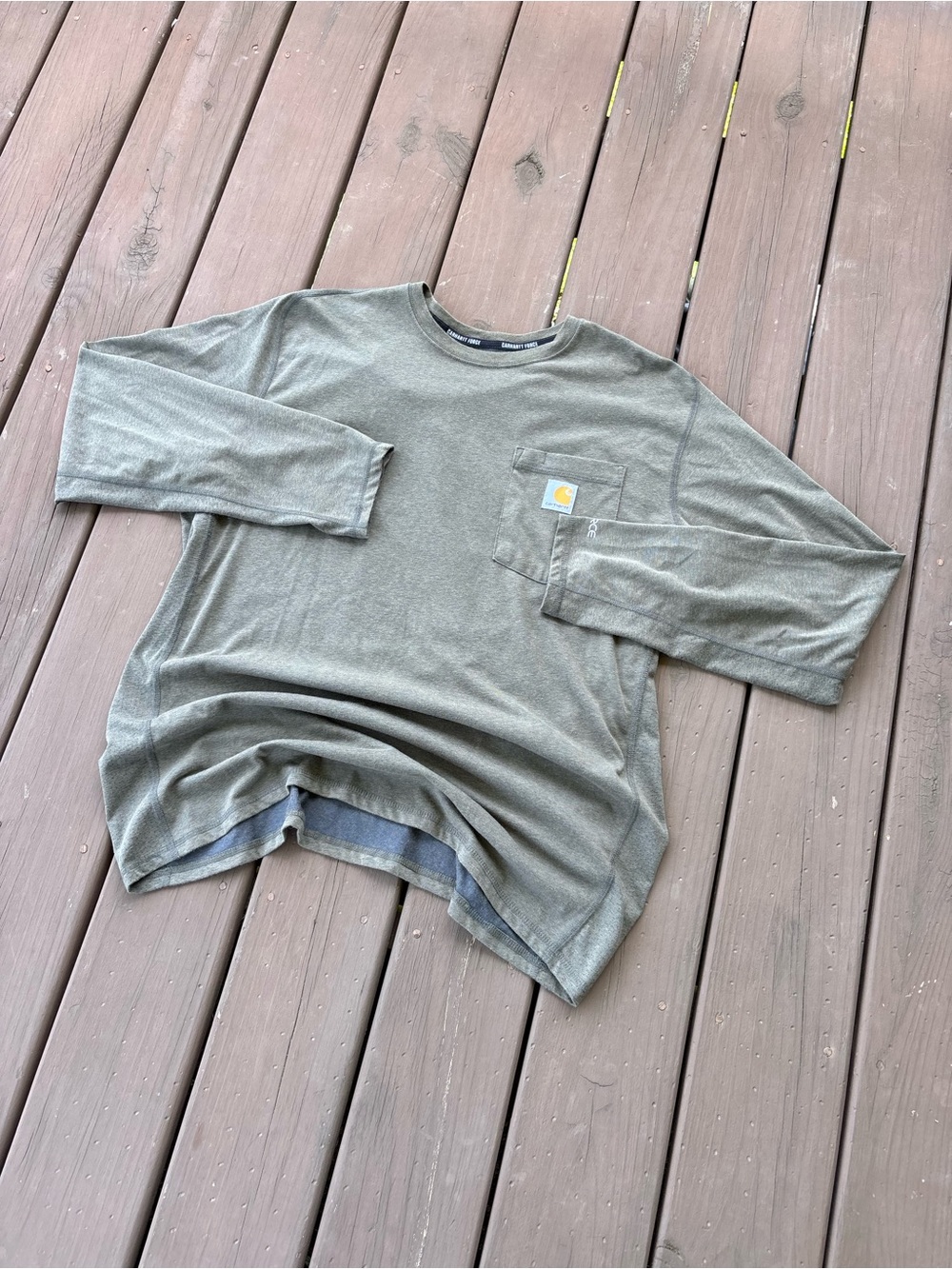 Carhartt Force Mens Large Olive Long Sleeve Pocket Tee